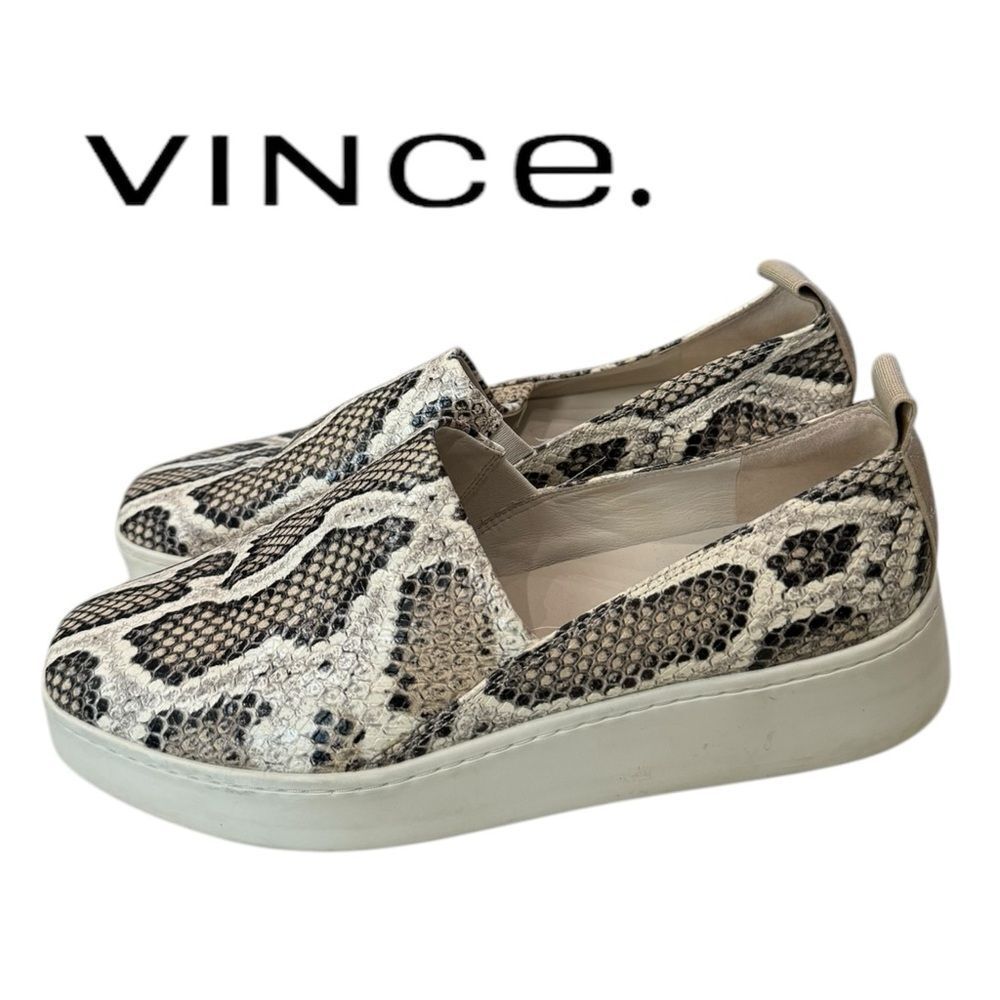 Vince Women's Saxon 2 Leather Mottled Cloud Snake Slip-On Sneakers 7.5